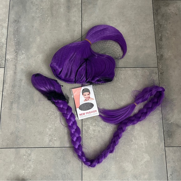 NEW Rumi K pop demon hunters huntrix purple braid wig anime cosplay halloween - Picture 3 of 5